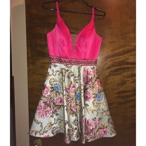 Hannah S Homecoming Dress Pink Top/Floral Skirt